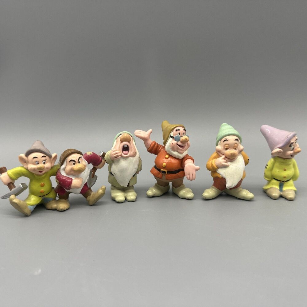 Vintage Disney & Applause PVC Figure Lot 7 Dwarves - Grumpy Dopey Bashful Doc 2”